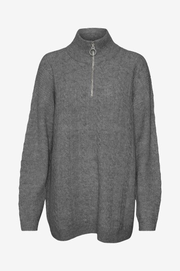 Vero Moda Pullover vmMili LS Highnk Long Zip Pullover Grå