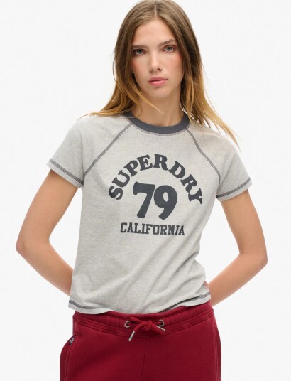 Superdry Athletic Raglan Graphic Tee   Grey   40