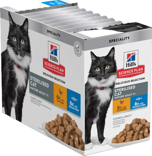 Hill's Science Plan Våtfôr til Katter 12x85g - Mature Sterilised med Kylling og Havfisk Hill's Science Plan Våtfôr til Katter 12x85g - Mature Sterilised med Kylling og Havfisk