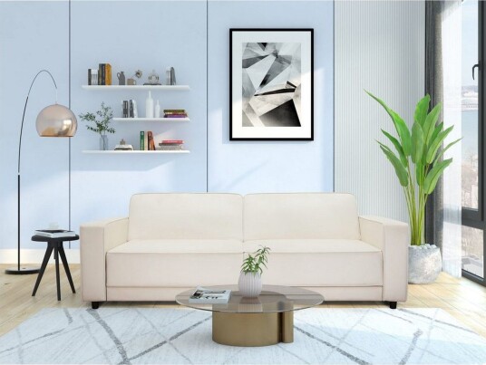 Sovesofa Allie Krem Fløyel 81x225x91 cm   Krem Fløyel 81x225x91 cm