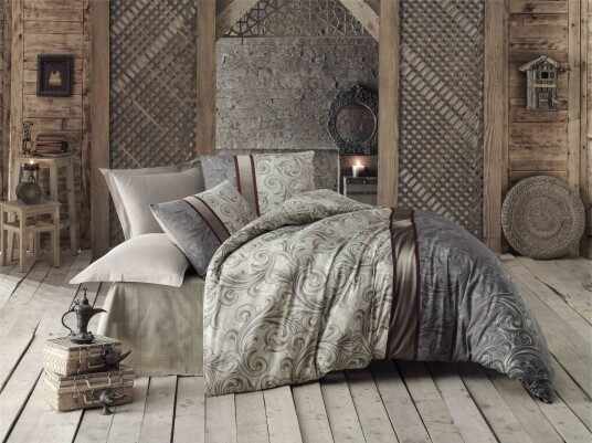 Victoria Sengetøy Dobbelt 4 deler Krem/Beige/Multi