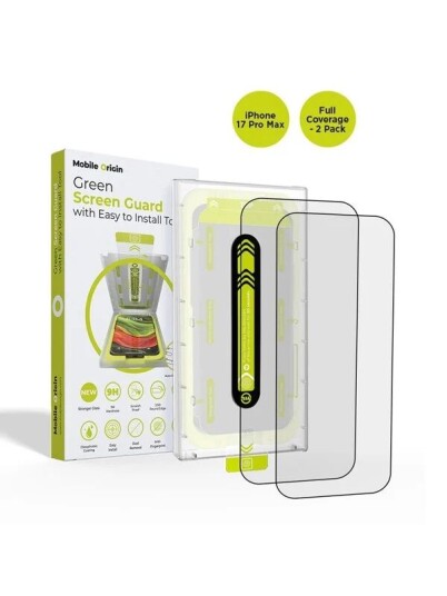 Mobile Origin Screen Guard with easy applicator full coverage 2 pack   iPhone 17 Pro Max