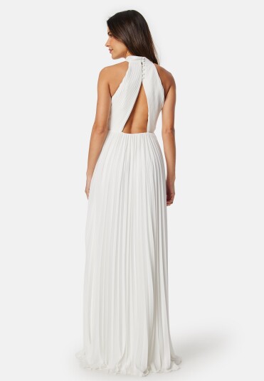 Bubbleroom Occasion Pleated Halter Neck Wedding Gown White 34