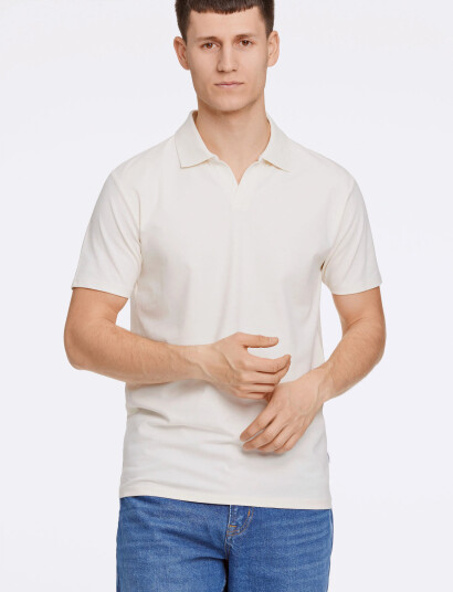 Lindbergh Stretch Polo Shirt S/S   Cream   XXXL