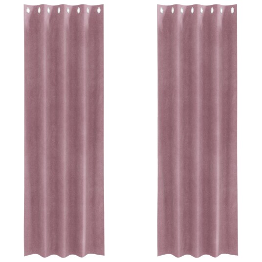  Gardiner med gardiner 2 pcs Mørk rosa 140 x 260 cm Fløyel