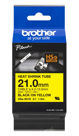 Brother Tape Varmekrympeslange 21mm Hse-651e Svart/gul