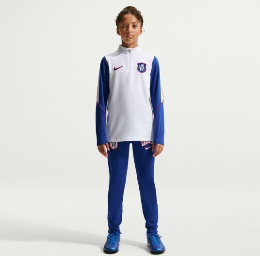 Chelsea Treningsskjorte Dri FIT Strike Drill 3.   Hvit/Rush Blå Barn   Nike størrelse S: 128 137 cm