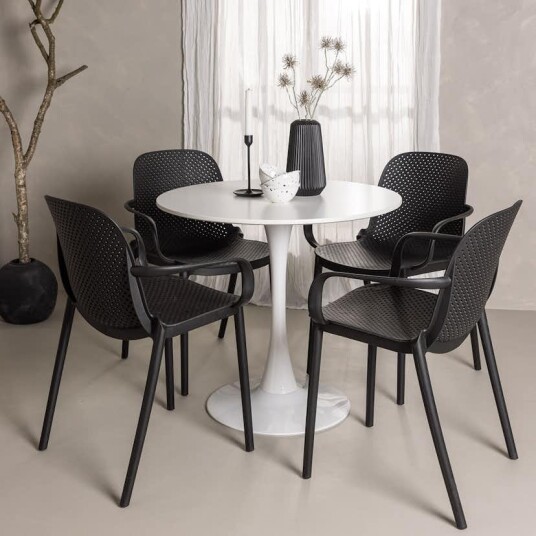 Spisegruppe Venture Home Hamden Ø80 cm med 4 Baltimore Stoler