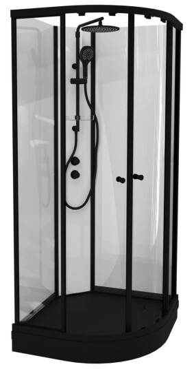 Vikingbad Sofia Svart Matt Dusjkabinett - Hvit Søyle / 100x100cm Klart Glass Vikingbad Sofia Svart Matt Dusjkabinett - Hvit Søyle / 100x100cm Klart Glass