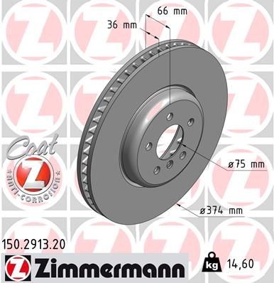 Bremseskive ZIMMERMANN 150.2913.20 Bremseskive ZIMMERMANN 150.2913.20