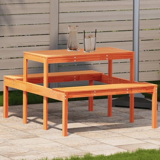 Piknikbord voksbrun 110x134x75 cm heltre furu 844647