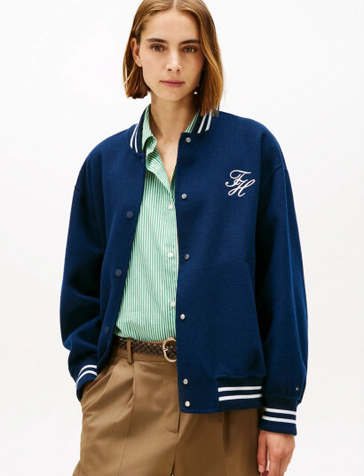 Tommy Hilfiger Df Wool Varsity Bomber - Navy - 38