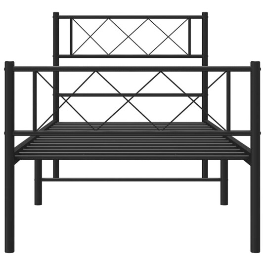 vidaXL Sengeramme i metall med hode- og fotgavl svart 100x200 cm 8721012190696