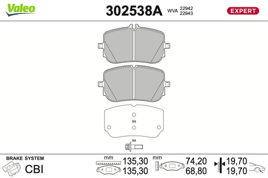 VALEO 302538A Bremseklosser