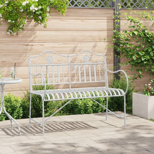 Hagemøbel med spaltedesign hvit 103,5 cm i stål Hagemøbel med spaltedesign hvit 103,5 cm i stål