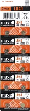 Maxell LR41 Alkalisk Knappceller Batteri 10-pakk for Fjernkontroll, Kamera og Klokker