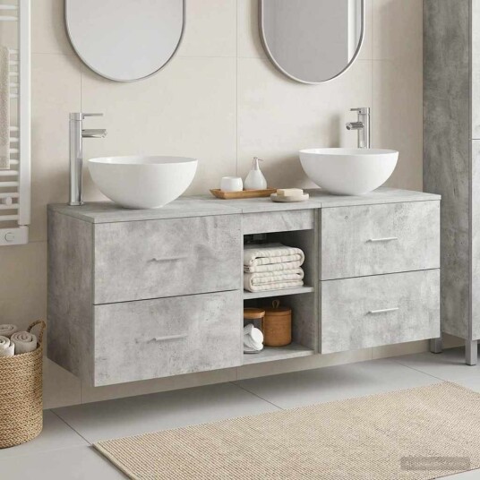 vidaXL Baderomsskapsett 3 stk. BetonggrÄ 49,5 x 35 x 63 cm vidaXL Baderomsskapsett 3 stk. BetonggrÄ 49,5 x 35 x 63 cm