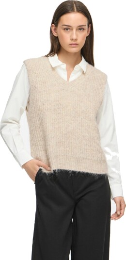 Vila Vilampe V Neck Knit Waistcoat Cream XS
