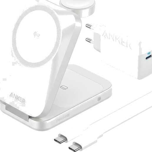 Anker Prime Foldable trådløs ladestasjon 3-i-1 MagGo Sølv
