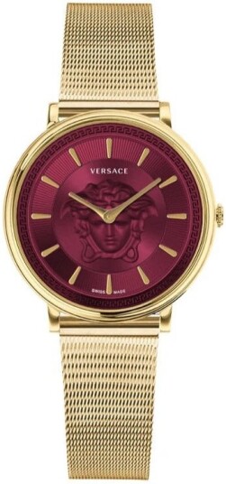 Versace Dameklokke VE8102419 V Circle Rød/Gulltonet stål Ø38 mm