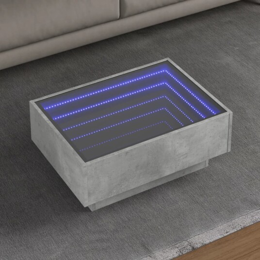  Salongbord med LED betonggrå 70x50x30 cm konstruert tre 847514