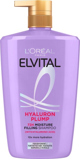 L'Oréal Paris Elvital Hyaluron Plump Sjampo 1000ml for Dehydrert Hår