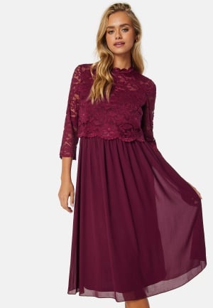 Bubbleroom Occasion Lace Midi Dress Bordeaux 38