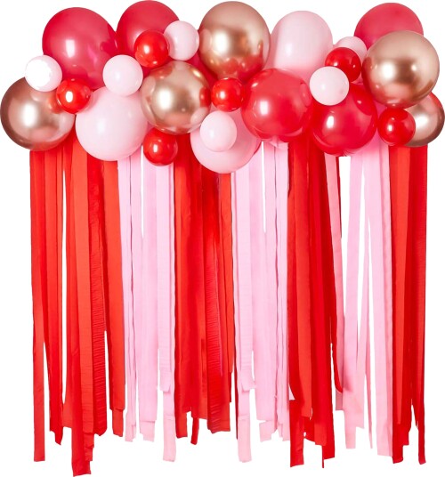 Club Green Hootyballoon Ballongbue med Streamers Rød Rosa HBVD109