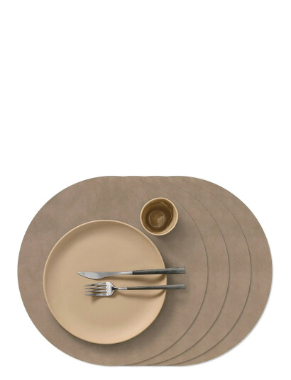 LIND DNA 4-Set Dækkeserviet Circle L Nupo - Beige - D:38CM