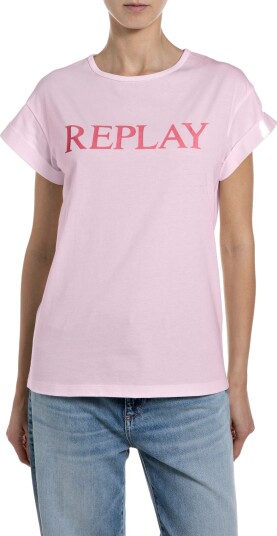 Replay Regular Jersey T Shirt Pink L