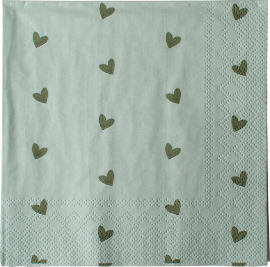 DBKD Heart pappersserviett 33x33 cm 20 pakk Green DBKD Heart pappersserviett 33x33 cm 20 pakk Green