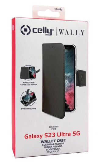Celly Wally Flip-cover til Samsung Galaxy S23 Ultra i Svart Kunstlær