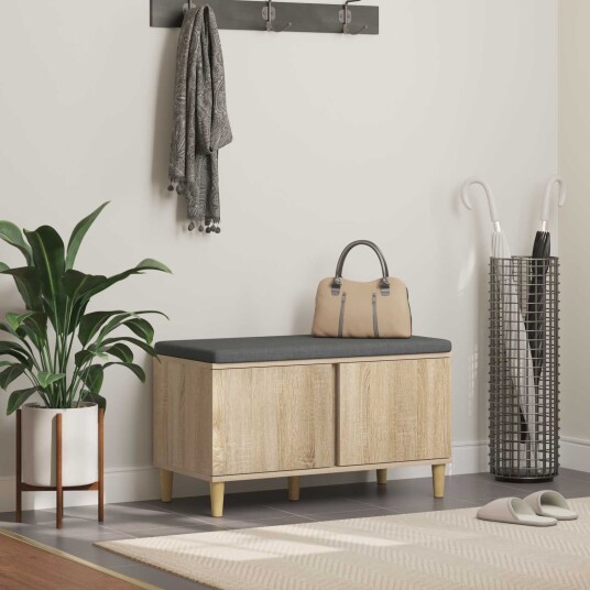 vidaXL Gangbenk Sonoma eik 80 x 38 x 46 cm Konstruert treverk og stoff