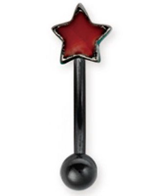 Svart Øyenbrynspiercing med Rød Stjerne 1.2 x 8 mm