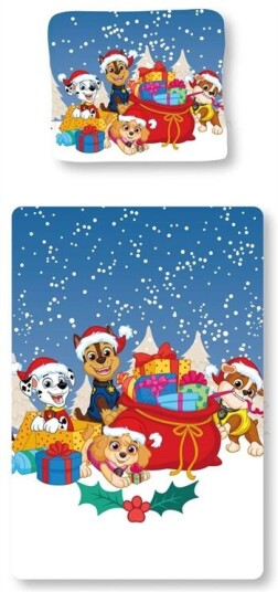 Licens Julesengetøy Paw Patrol 100% bomull 140x200 cm 2 i 1 Winter wonderland Licens Julesengetøy Paw Patrol 100% bomull 140x200 cm 2 i 1 Winter wonderland