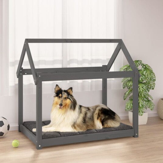 Vidaxl Hundeseng Grå 101X70X90 cm Heltre Furu