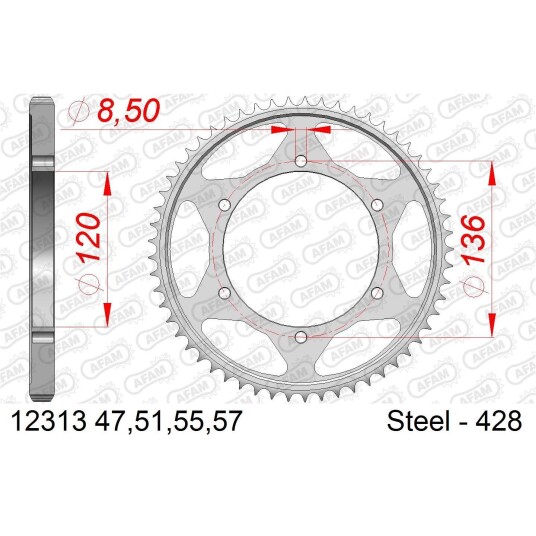 AFAM Bakdrev Yamaha TDR/TZR 125/FZR 400 57 TDR/TZR125