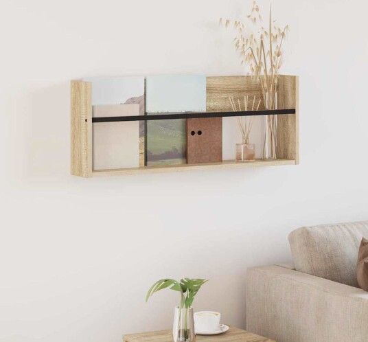 vidaXL Magasinreol med hylle Sonoma eik 80 x 12 x 30 cm Konstruert tre vidaXL Magasinreol med hylle Sonoma eik 80 x 12 x 30 cm Konstruert tre