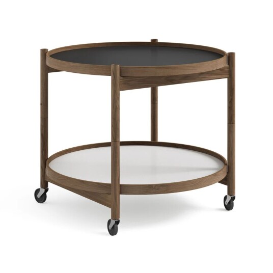Brdr. Krüger Bølling Tray Table model 60 rullebord base, røykoljet eikestativ