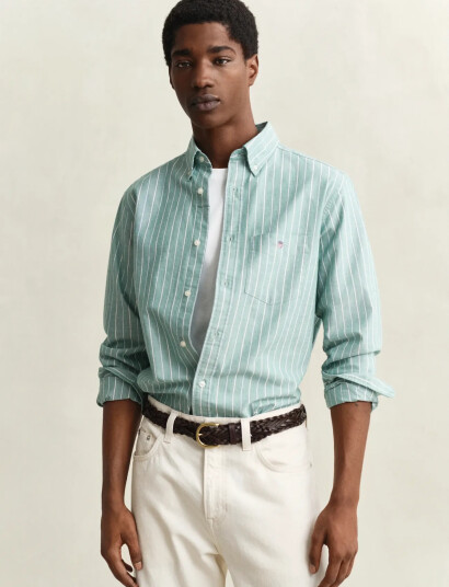 GANT Reg Classic Oxford Stripe Shirt Green S GANT Reg Classic Oxford Stripe Shirt Green S