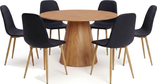 Siena spisegruppe rund 130 cm eik med 6 Nibe spisestoler - Eik
