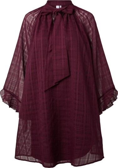 YAS Yasliana Ls Tie Neck Dress S. Burgundy 34