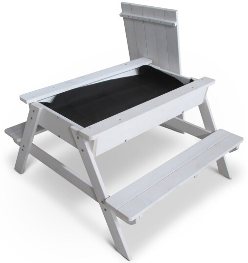 Woodlii Piknikbord med Sandkasse + Lokk Hvit Woodlii Piknikbord med Sandkasse + Lokk Hvit