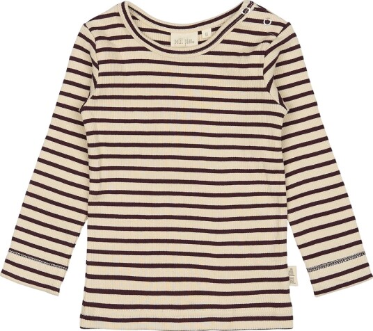 Petit Piao Genser Rib Modal Dark Grape/Off White Petit Piao 6 år 116 Genser Beige Lilla Rød