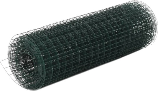 vidaXL Trådgjerde kylling stål med PVC belegg 10x0,5 m grønn