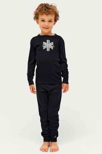 Áhkká Undertrøye Logo LS Tech Kids Svart