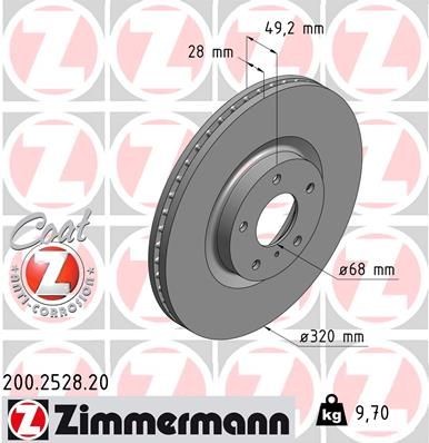 Bremseskive ZIMMERMANN 200.2528.20 Bremseskive ZIMMERMANN 200.2528.20