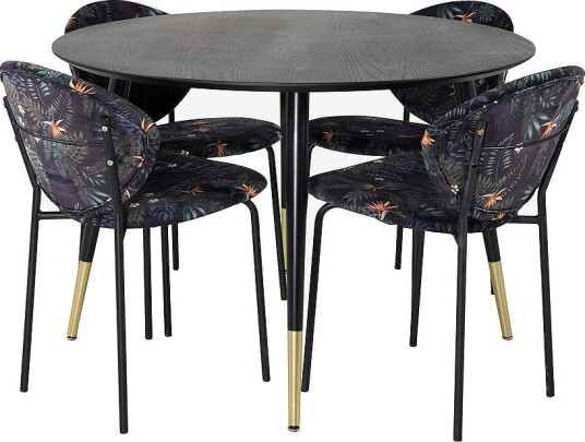 Venture Home Spisegruppe Dipp med 4 stk stoler Vault Svart Venture Home Spisegruppe Dipp med 4 stk stoler Vault Svart