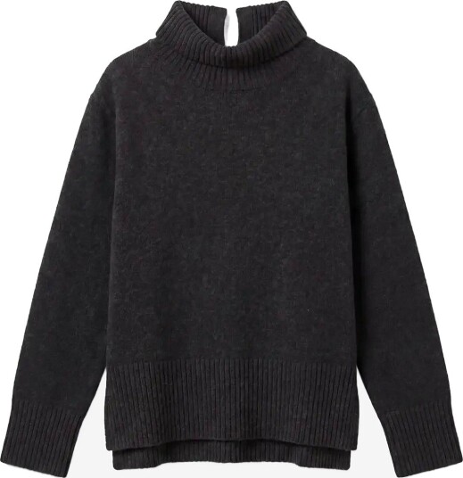 Calvin Klein Lux Wool Tneck Sweater - B85 GUNMETAL HEATHER - XXL