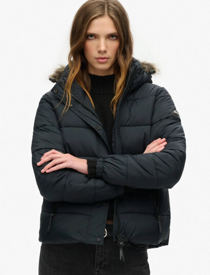 Superdry Sport Vintage Hooded Mid Layer Short - Black - M